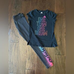 Girls Adidas Black Activewear Top & Leggings